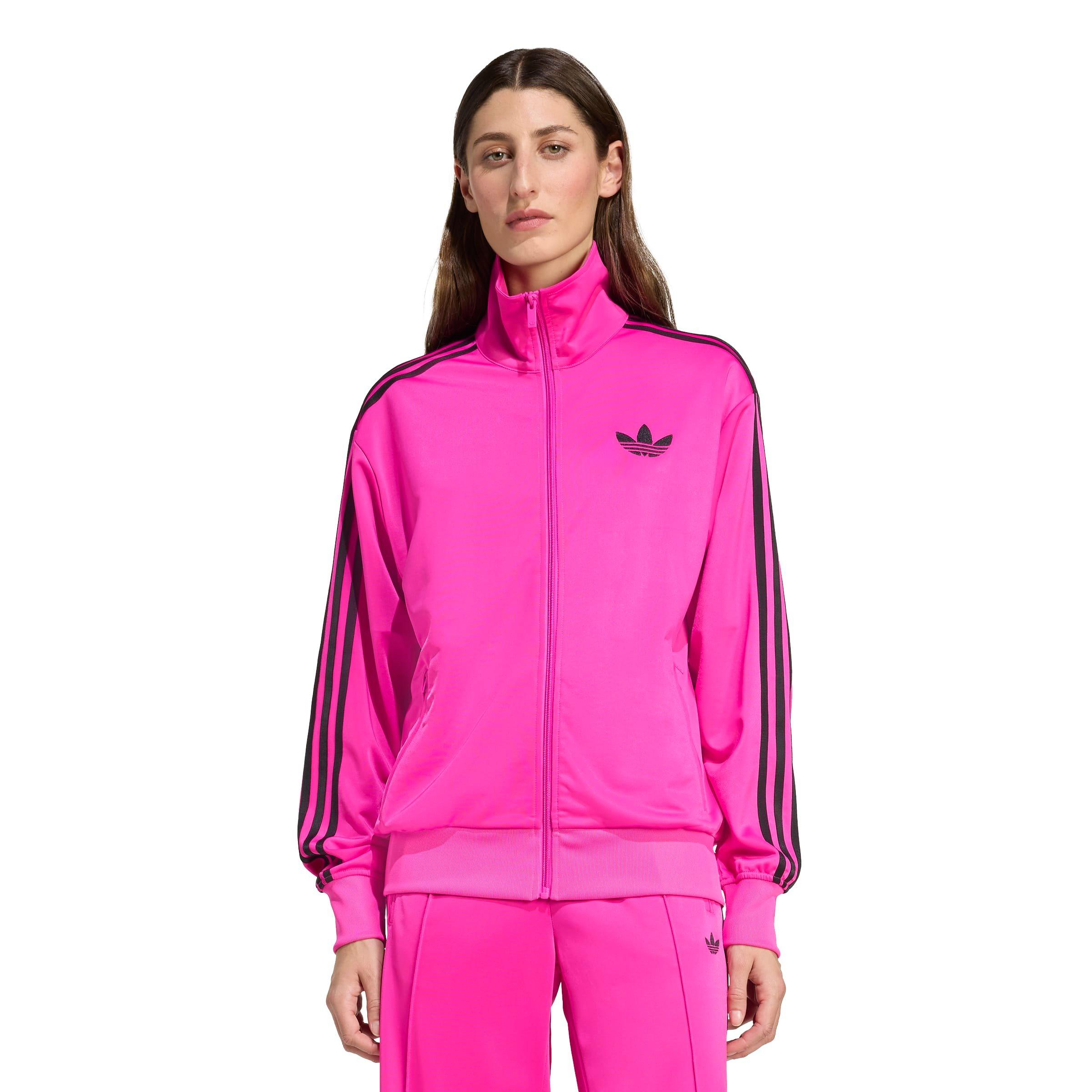 adidas Originals Women's Adicolor Classic Firebird Loose Track Top - Pink/Black - PINK/BLACK